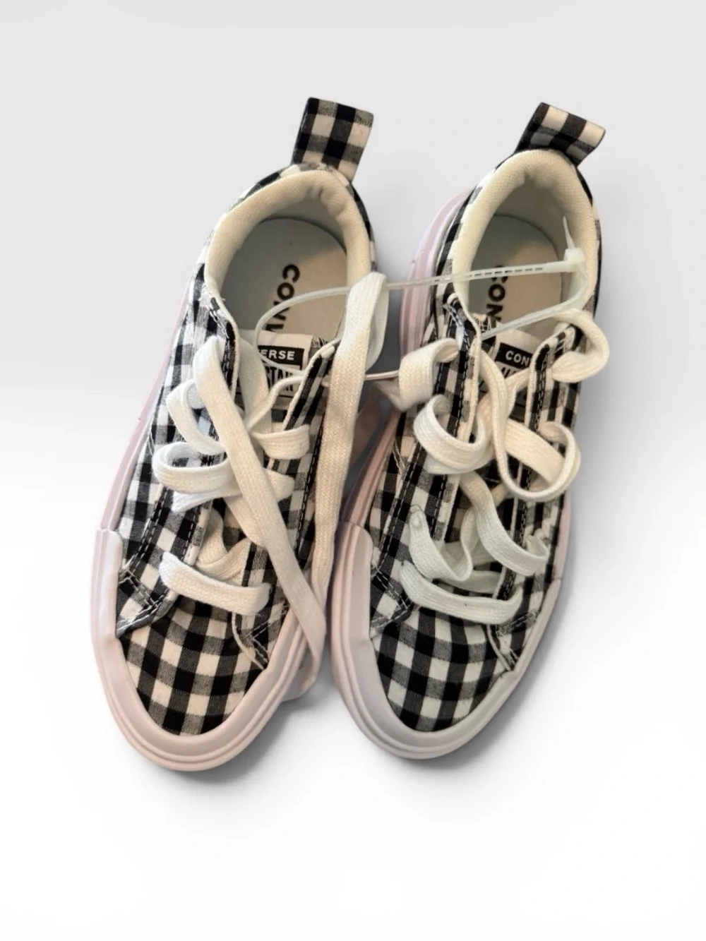 Converse Kids Black & White Gingham Low Top Sneakers